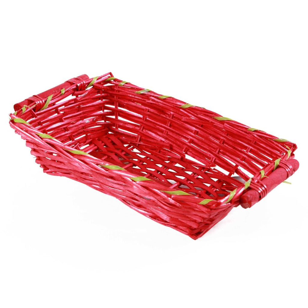 Cesto rettangolare in vimini rosso, 40/36x27H10 cm (kit da 10)