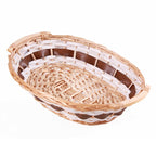 Cesto ovale in vimini naturale e bianco, 52/49x39x13 cm (kit da 5)