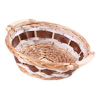 Cesto rotondo in vimini bianco e marrone, Ø32H10 cm (kit da 10)