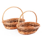 Set di 2 cesti ovali in vimini marrone, 50x42H15 cm