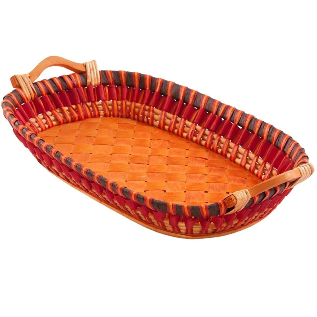 Cesto ovale in vimini con manici in legno, 57x38H11 cm (kit da 3)