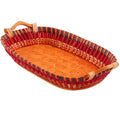 Cesto ovale in vimini con manici in legno, 57x38H11 cm (kit da 3)