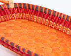 Cesto ovale in vimini con manici in legno, 57x38H11 cm (kit da 3)