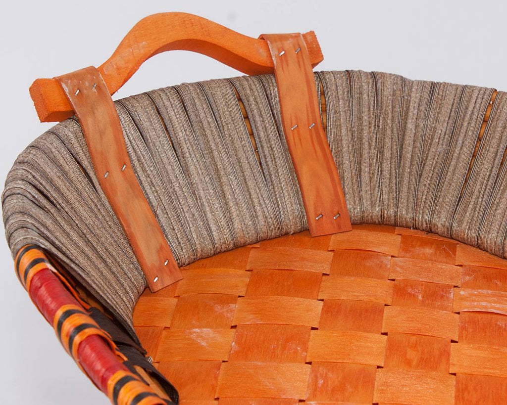 Cesto ovale in vimini con manici in legno, 77x38x10 cm