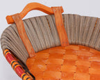 Cesto ovale in vimini con manici in legno, 77x38x10 cm