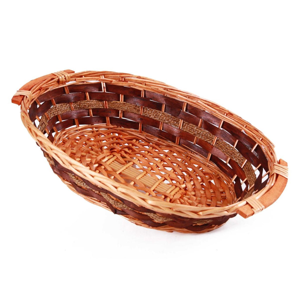 Cesto ovale in vimini miele e marrone, 52/49x39x13 cm (kit da 5)
