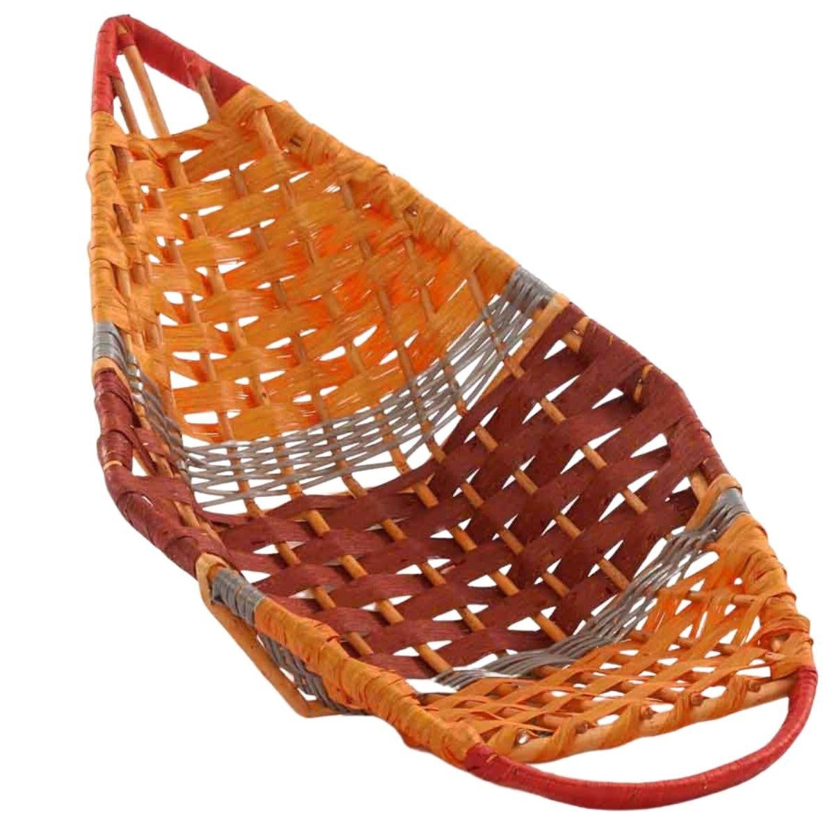 Cesto in vimini a forma di foglia, 78x42H16 cm
