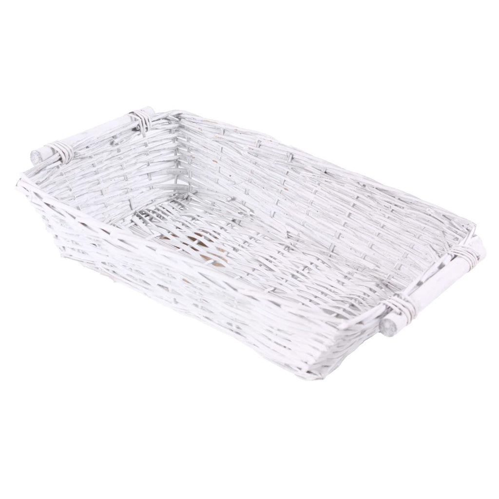 Cesto rettangolare in vimini bianco, 54/51x38H13 cm (kit da 3)