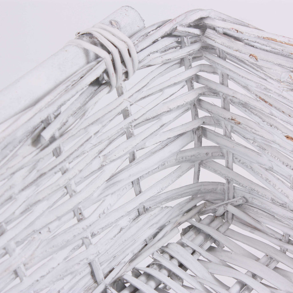 Cesto rettangolare in vimini bianco, 54/51x38H13 cm (kit da 3)