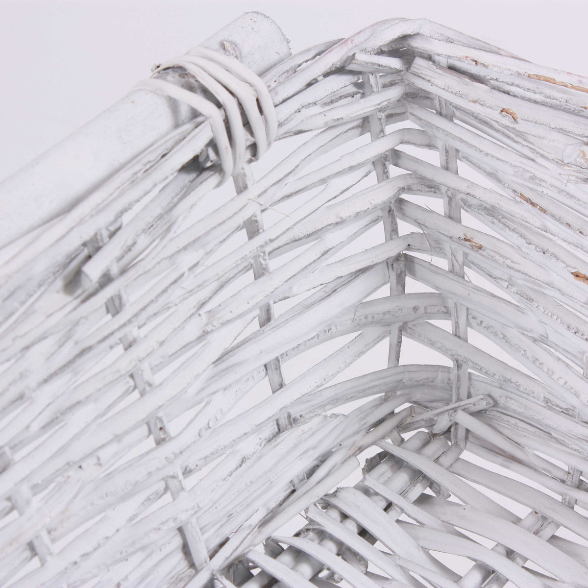 Cesto rettangolare in vimini bianco, 54/51x38H13 cm (kit da 3)