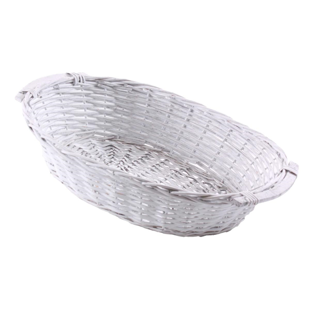 Cesto ovale in vimini bianco, 65/61x48x16 cm (kit da 3)