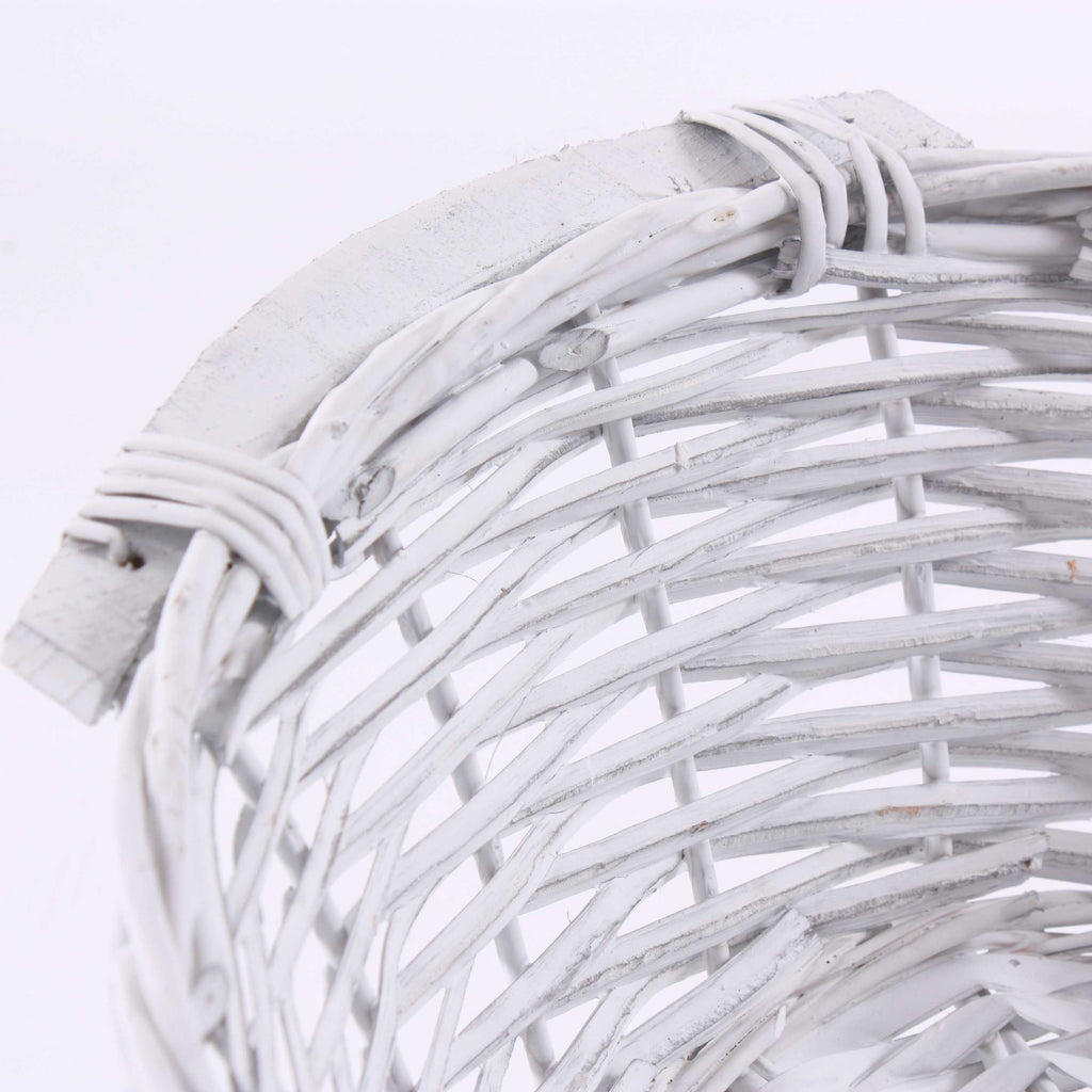 Cesto ovale in vimini bianco, 65/61x48x16 cm (kit da 3)