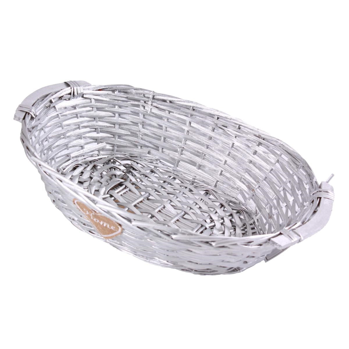 Cesto ovale in vimini argento, 52/49x39x13 cm (kit da 5)