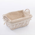 Vaschetta in vimini bianco foderata, 28x18x10 cm (kit da 5)