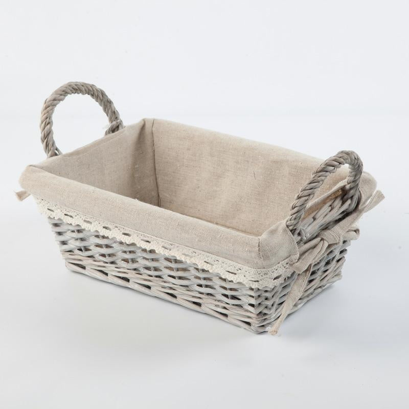 Vaschetta in vimini grigio, 28x18H10 cm (kit da 5)
