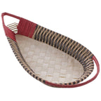 Cesto a foglia bicolore in vimini, 75x35x10 cm
