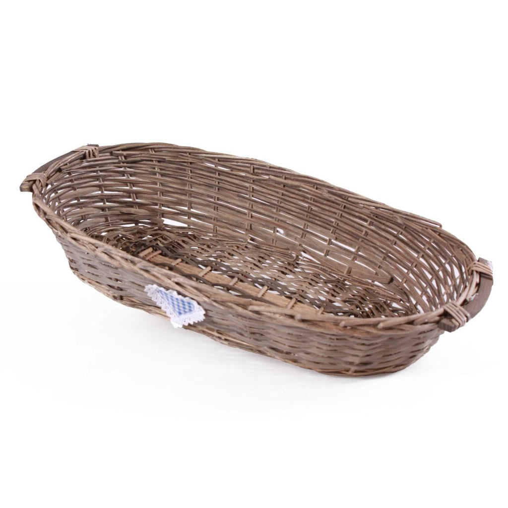 Cesto ovale in vimini marrone, 65/65x40x13 cm (kit da 3)