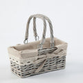 Cesto rettangolare in vimini grigio con manico, 18x9x8 cm (kit da 10)