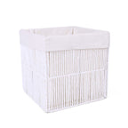 Cesto cubo in carta bianca pieghevole e foderato, 30x30x30 cm (kit da 3)