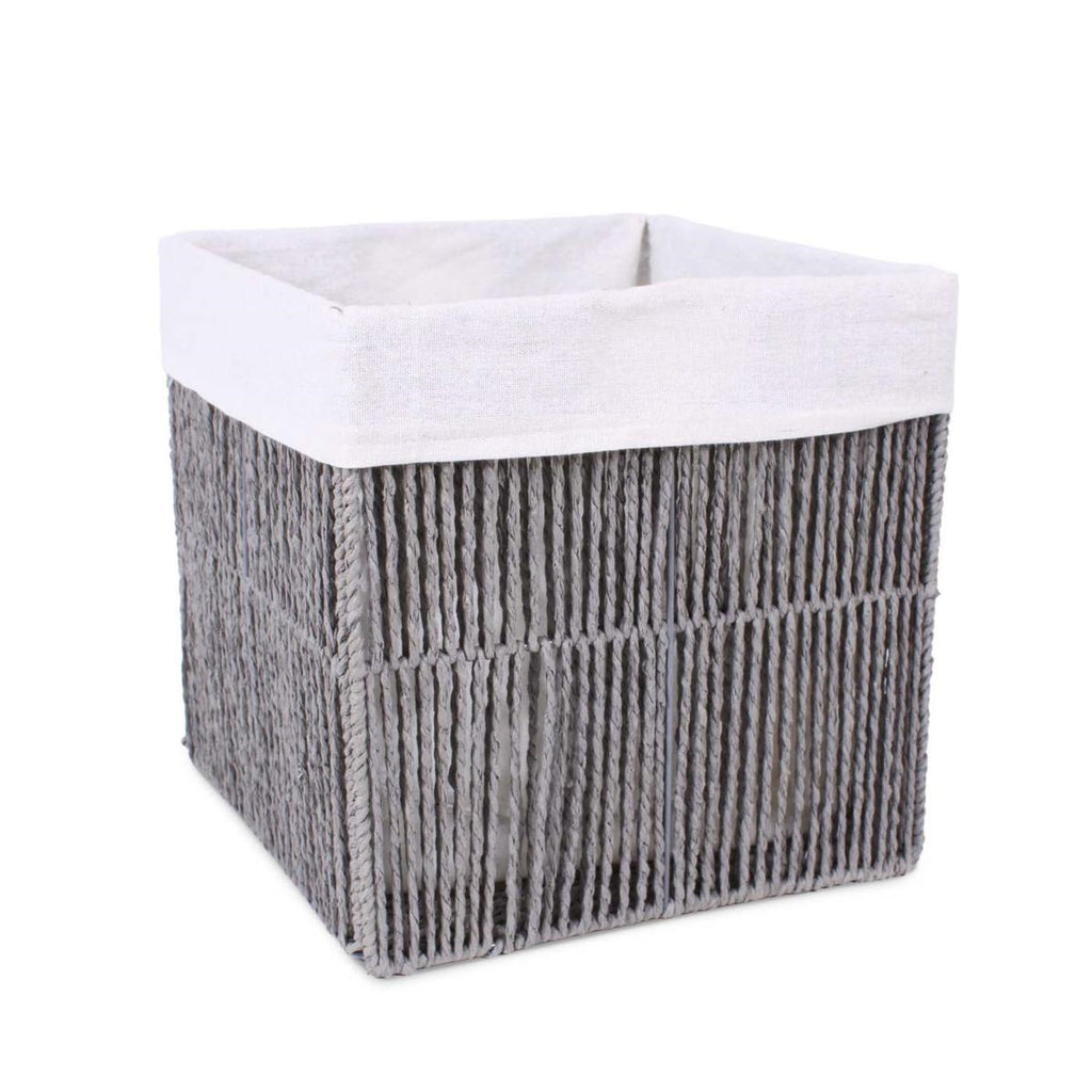 Cesto cubo pieghevole in carta grigia foderato, 30x30x30 cm (kit da 3)