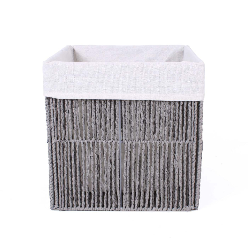 Cesto cubo pieghevole in carta grigia foderato, 30x30x30 cm (kit da 3)