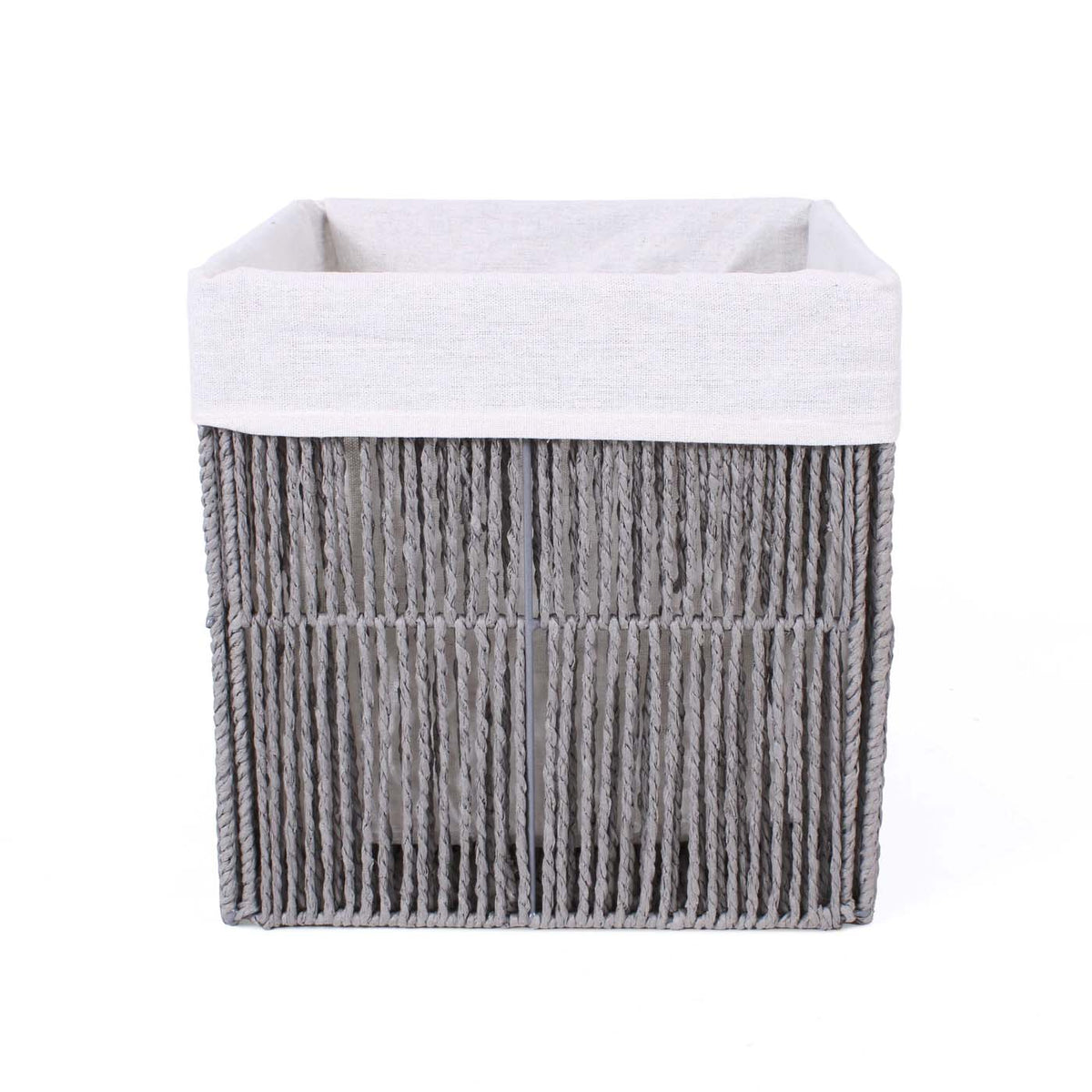 Cesto cubo pieghevole in carta grigia foderato, 30x30x30 cm (kit da 3)