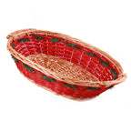 Cesto ovale in vimini rosso e miele, 65/61x48x16 cm (kit da 3)