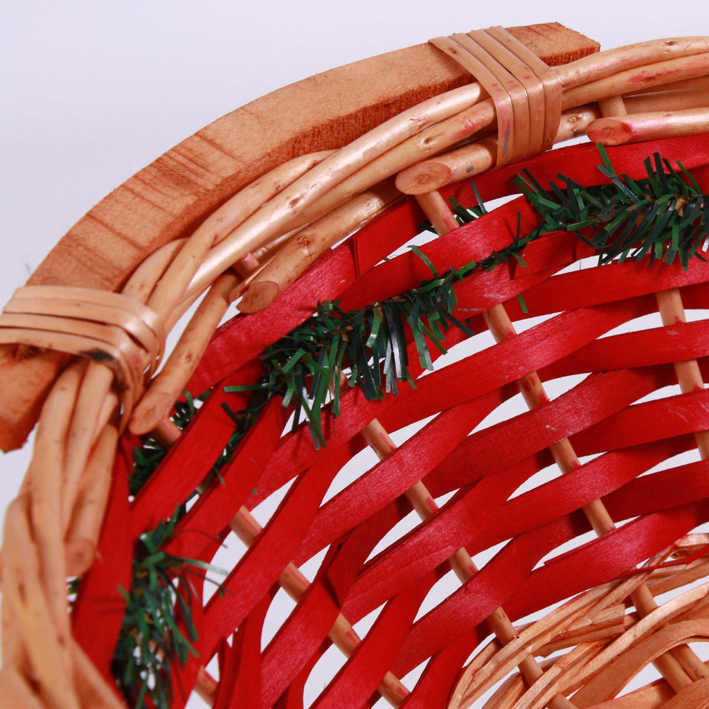 Cesto ovale in vimini rosso e miele, 65/61x48x16 cm (kit da 3)