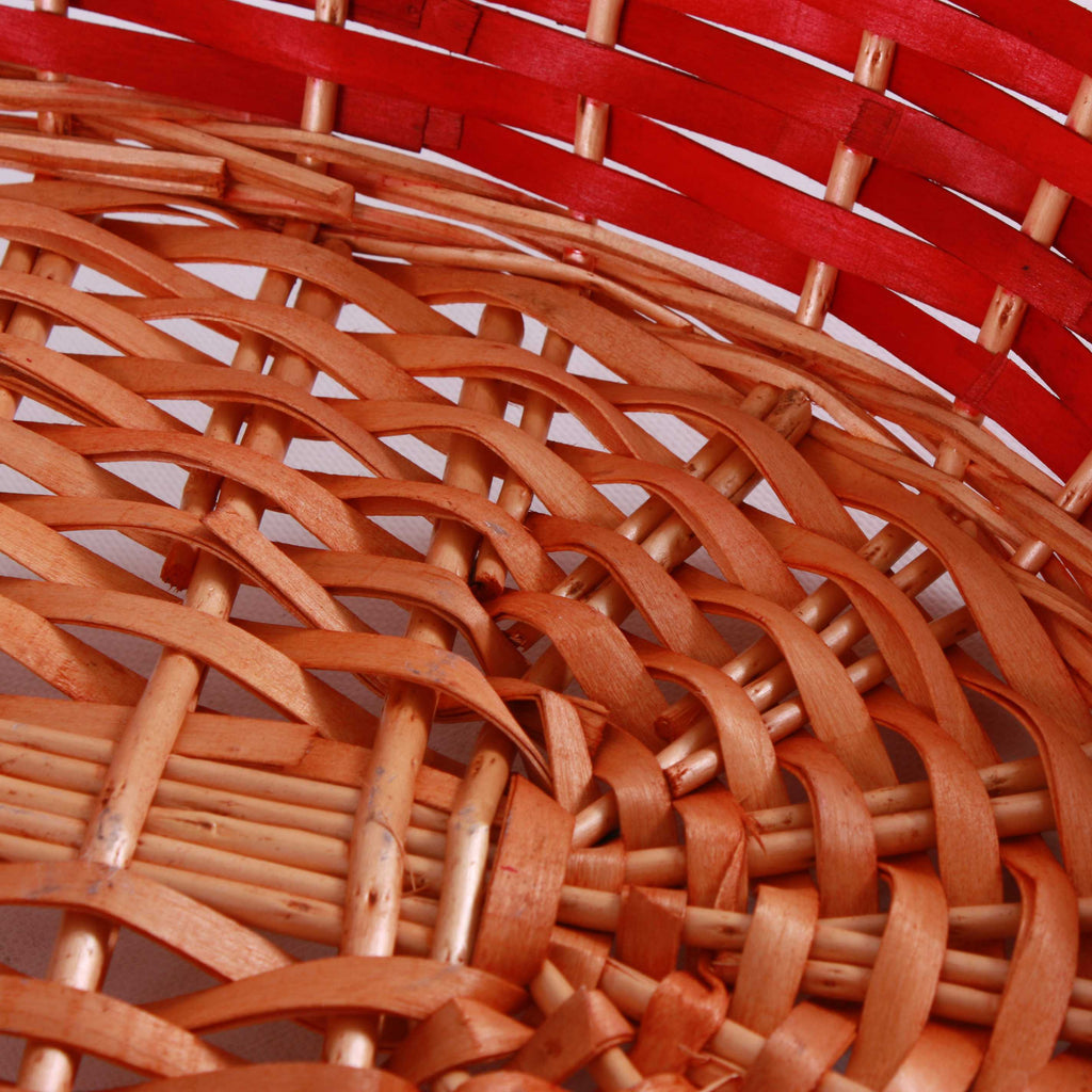 Cesto ovale in vimini rosso e miele, 65/61x48x16 cm (kit da 3)