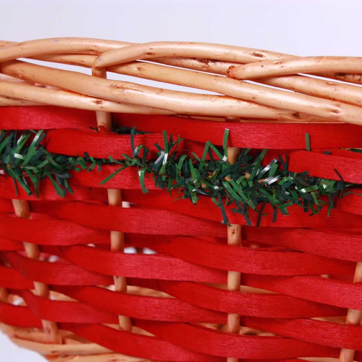 Cesto ovale in vimini rosso e miele, 65/61x48x16 cm (kit da 3)
