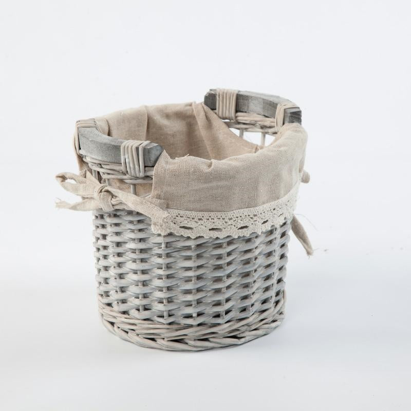 Portagrissini in vimini grigio foderato, Ø14H13 cm (kit da 10)