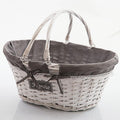 Cesto in vimini bianco con manici pieghevoli, 44x35H20 cm (kit da 3)