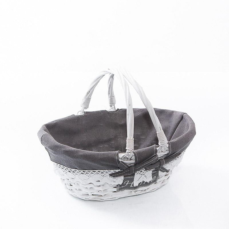 Cesto in vimini bianco con manici pieghevoli, 29x23x13 cm (kit da 5)