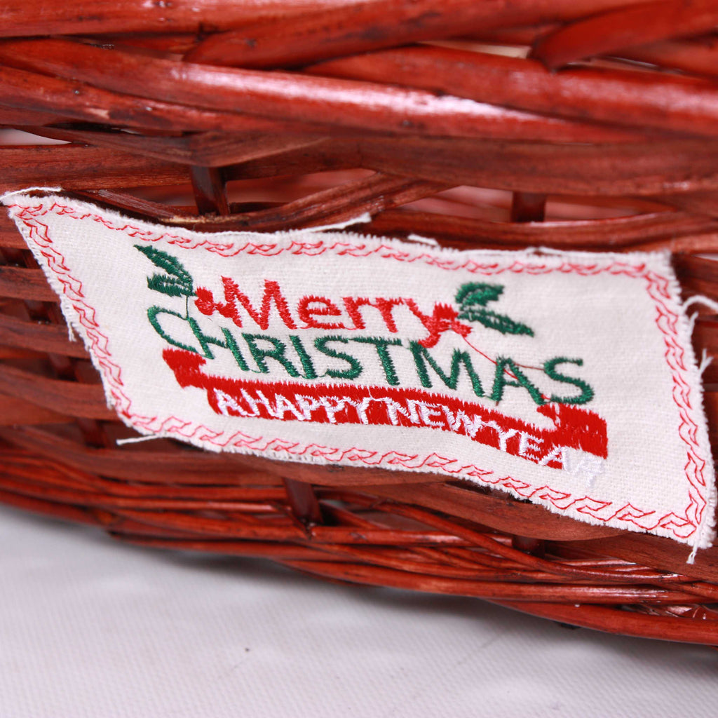 Cesto ovale in vimini marrone Merry Christmas, 65/65x40H13 cm (kit da 3)