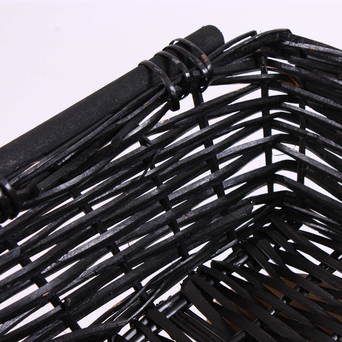 Cesto rettangolare in vimini nero e oro, 54/51x38H13 cm (kit da 5)