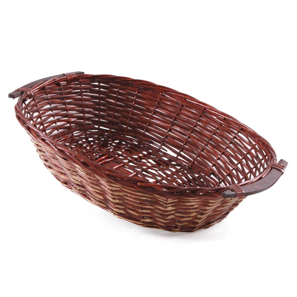 Cesto ovale in vimini marrone e oro, 65/61x48H16 cm (kit da 3)