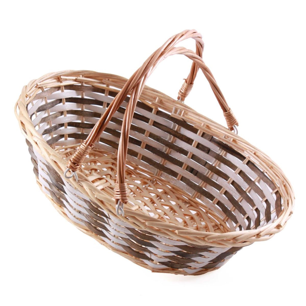 Cesto ovale in vimini grigio, 46x36H14 cm (kit da 3)