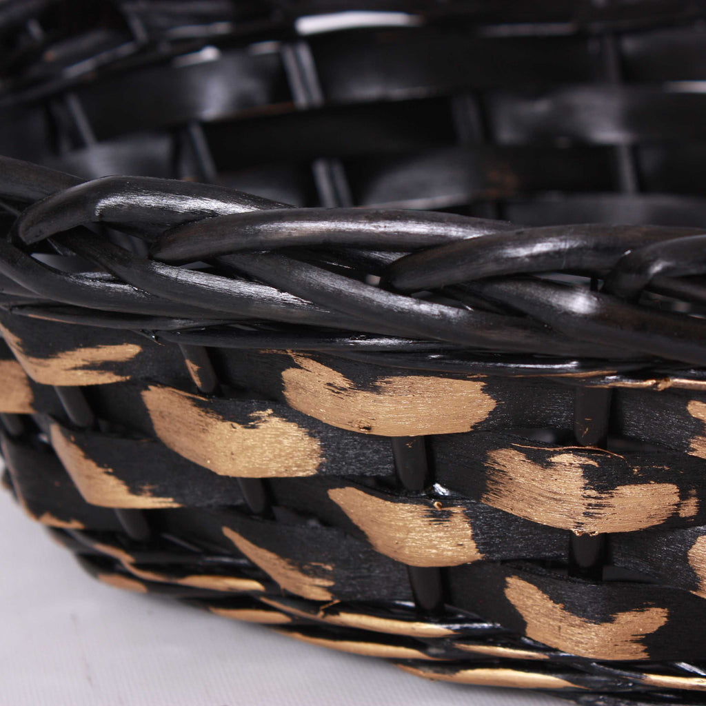 Cesto ovale in vimini nero e oro, 49/46x36x12 cm (kit da 5)