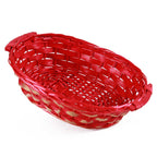 Cesto ovale in vimini rosso con spennellate oro, 49/46x36H12 cm (kit da 5)