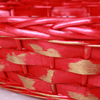 Cesto ovale in vimini rosso con spennellate oro, 49/46x36H12 cm (kit da 5)