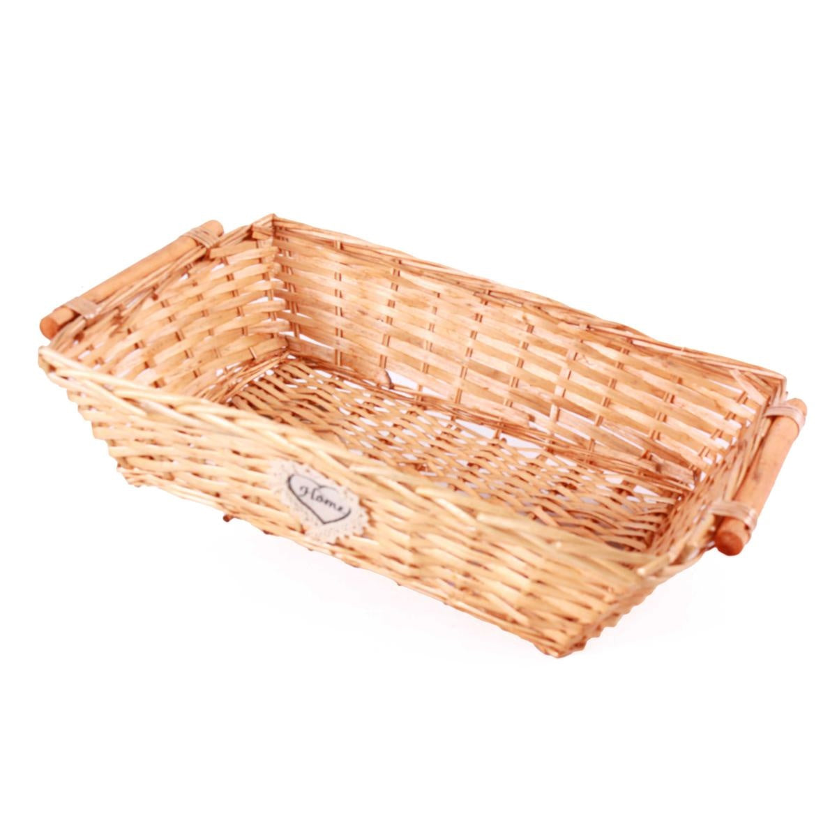 Cesto rettangolare in vimini miele con scritta Home, 54/51x38H13 cm (kit da 5)