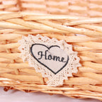 Cesto rettangolare in vimini miele con scritta Home, 54/51x38H13 cm (kit da 5)