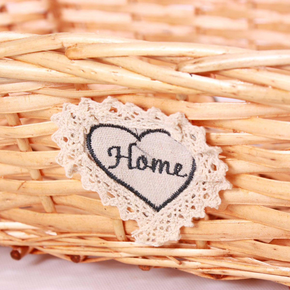 Cesto rettangolare in vimini miele con scritta Home, 54/51x38H13 cm (kit da 5)