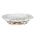 Cesto ovale in vimini bianco con nastro oro, 54/49x39x12 cm (kit da 3)