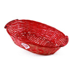 Cesto ovale in vimini rosso con cuore, 65/61x48H16 cm (kit da 3)