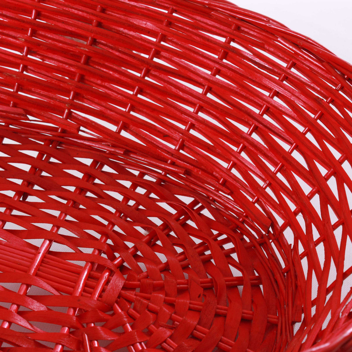 Cesto ovale in vimini rosso con cuore, 65/61x48H16 cm (kit da 3)