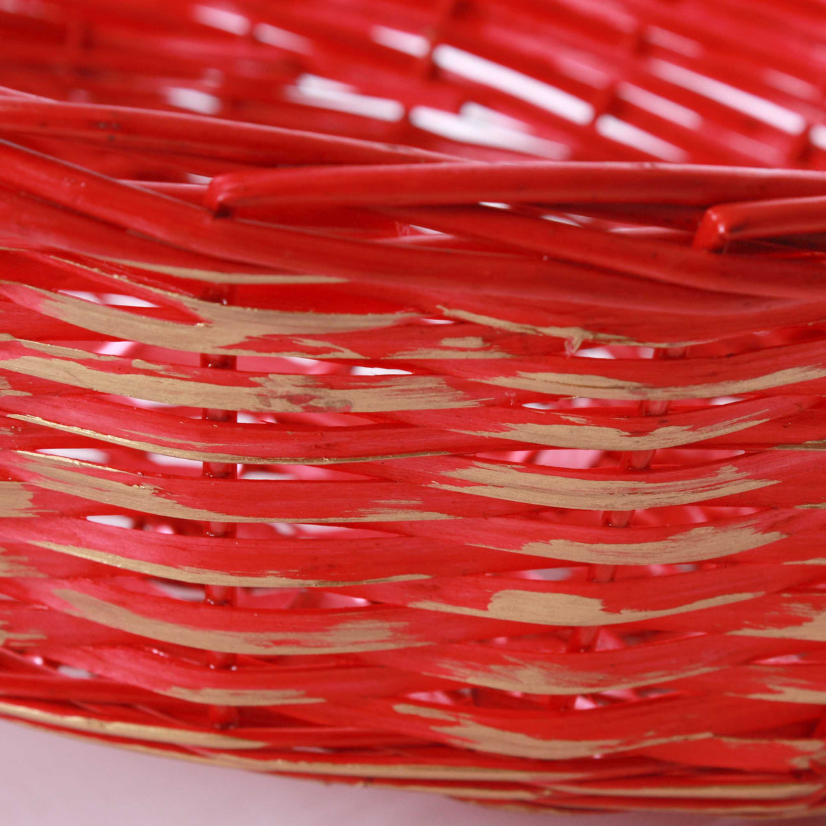 Cesto ovale in vimini rosso con cuore, 65/61x48H16 cm (kit da 3)