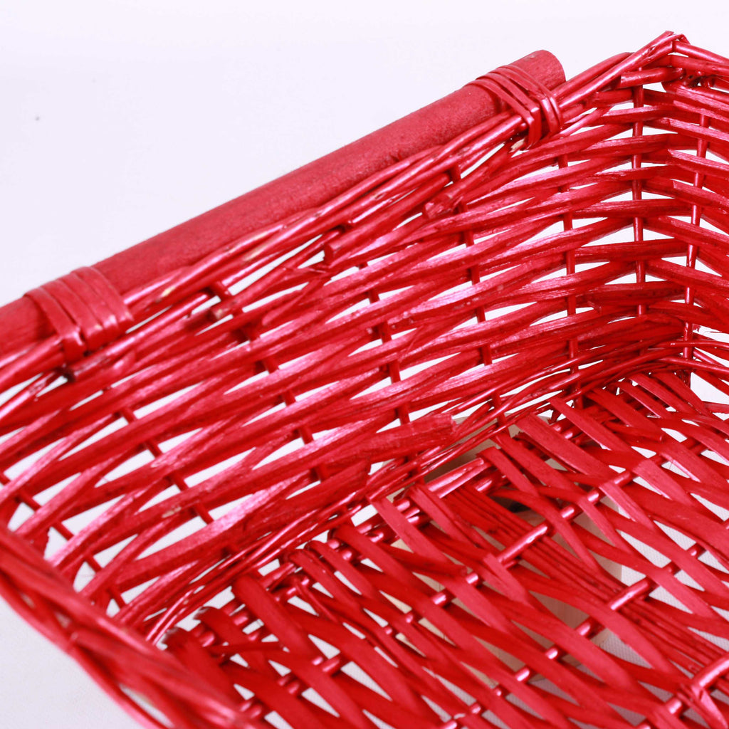 Cesto rettangolare in vimini rosso, 61/57x44x15 cm (kit da 3)