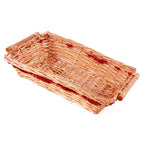 Cesto rettangolare in vimini miele con decoro rosso, 54/51x38x13 cm (kit da 3)