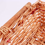 Cesto rettangolare in vimini miele con decoro rosso, 54/51x38x13 cm (kit da 3)